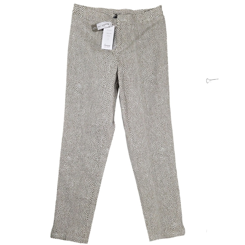 Apropos Ankle Pant Womens 12 Pebble Brown Animal Print NEW S16-ST659  Slim‎ Fit